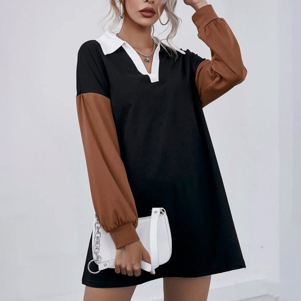 SHEIN Black and Brown Mini Dress